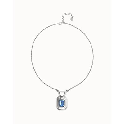 UNOde50 UNOde50 Ketting | Ketting met rechthoekig blauw gefacetteerd kristal  | COL2071AZUMTL
