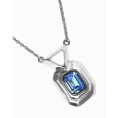 UNOde50 UNOde50 Ketting | Ketting met rechthoekig blauw gefacetteerd kristal  | COL2071AZUMTL