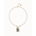UNOde50 UNOde50 Ketting | Ketting met rechthoekig blauw gefacetteerd kristal  | Verguld |  SS26