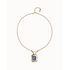 UNOde50 UNOde50 Ketting | Ketting met rechthoekig blauw gefacetteerd kristal  | Verguld | COL2071AZUORO