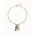 UNOde50 UNOde50 Ketting | Ketting met rechthoekig blauw gefacetteerd kristal  | Verguld | COL2071AZUORO
