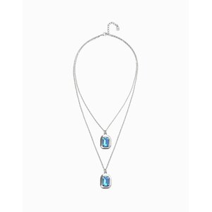 UNOde50 UNOde50 Ketting | Dubbele ketting met twee rechthoekige gefacetteerde kristallen | SS26