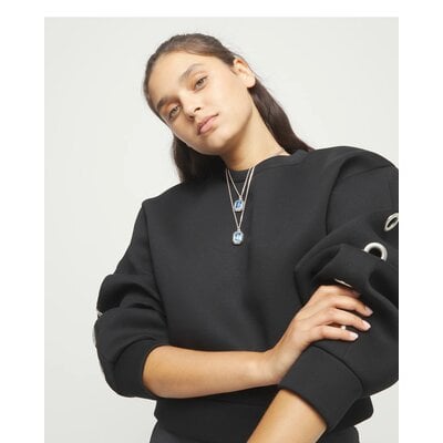 UNOde50 UNOde50 Ketting | Dubbele ketting met twee rechthoekige gefacetteerde kristallen | COL2072AZUMTL