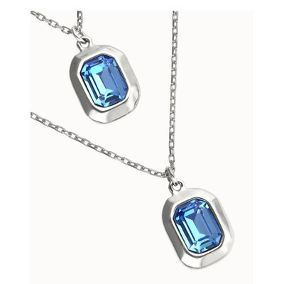 UNOde50 UNOde50 Ketting | Dubbele ketting met twee rechthoekige gefacetteerde kristallen | COL2072AZUMTL