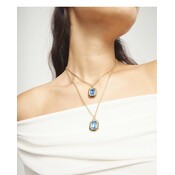 UNOde50 UNOde50 Ketting | Dubbele ketting met twee rechthoekige gefacetteerde kristallen  | Verguld | COL2072AZUORO