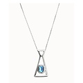 UNOde50 UNOde50 Ketting | Lange ketting met hanger en rechthoekig blauw gefacetteerd kristal | SS26