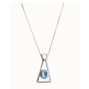 UNOde50 UNOde50 Ketting | Lange ketting met hanger en rechthoekig blauw gefacetteerd kristal | COL20732AZUMTL