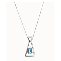 UNOde50 UNOde50 Ketting | Lange ketting met hanger en rechthoekig blauw gefacetteerd kristal | SS26