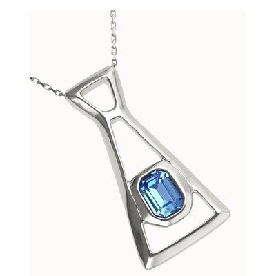 UNOde50 UNOde50 Ketting | Lange ketting met hanger en rechthoekig blauw gefacetteerd kristal | COL20732AZUMTL