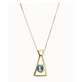 UNOde50 UNOde50 Ketting | Lange ketting met hanger en rechthoekig blauw gefacetteerd kristal  | Verguld |  SS26
