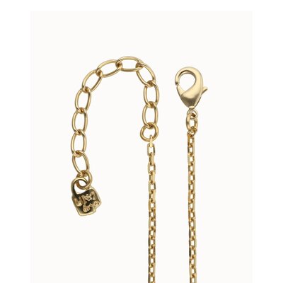 UNOde50 UNOde50 Ketting | Lange ketting met hanger en rechthoekig blauw gefacetteerd kristal  | Verguld | COL2073AZUORO