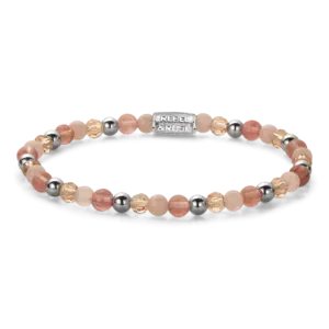 REBEL & ROSE REBEL & ROSE Armband | Roses and Cherry Glam Rocks | Zilverkleurig | 4 mm