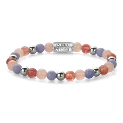 REBEL & ROSE REBEL & ROSE Armband | Pink Summer Vibes | Zilverkleurig ion-plated | 6 mm
