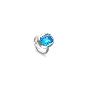UNOde50 UNOde50 Ring | Rechthoekige ring met blauw gefacetteerde kristal | ANI0864AZUMTL