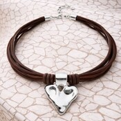 UNOde50 UNOde50 Ketting | Leren Ketting met Verzilverde Hart Hanger | COL2066MARMTL