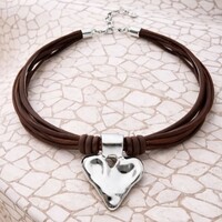 UNOde50 UNOde50 Ketting | Leren Ketting met Verzilverde Hart Hanger | SS26