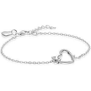 ZINZI ZINZI Armband | 2 Harten Verbonden Zirconia | ZILVER | ZIA2874Y