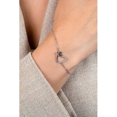 ZINZI ZINZI Armband | 2 Harten Verbonden Zirconia | ZILVER | ZIA2874Y
