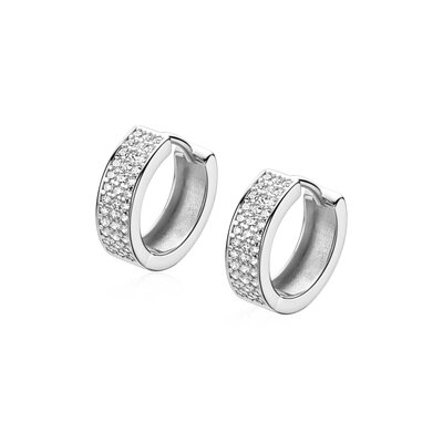ZINZI ZINZI Oorbellen | 13mm OORRINGEN Breed Zirkonia | ZILVER | ZIO2862