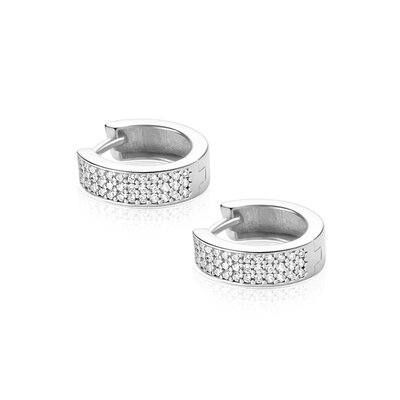 ZINZI ZINZI Oorbellen | 13mm OORRINGEN Breed Zirkonia | ZILVER | ZIO2862