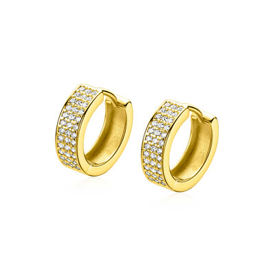 ZINZI ZINZI Oorbellen | 13mm OORRINGEN Breed Zirkonia | GOUD | ZIO2862Y