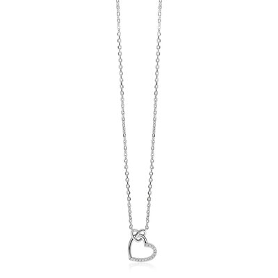 ZINZI ZINZI Ketting | Twee Harten Verbonden | ZILVER | ZIC2874