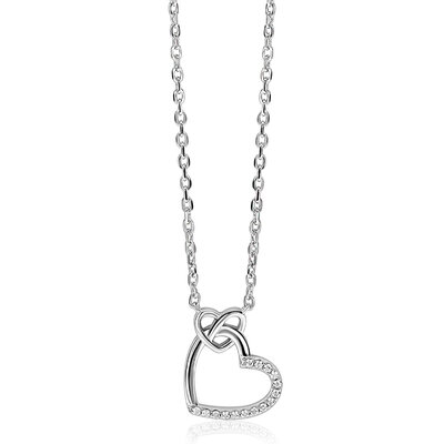 ZINZI ZINZI Ketting | Twee Harten Verbonden | ZILVER | ZIC2874