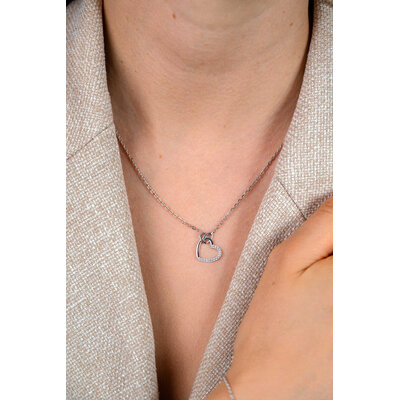 ZINZI ZINZI Ketting | Twee Harten Verbonden | ZILVER | ZIC2874