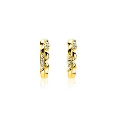ZINZI ZINZI Oorbellen | Golvend Glad Zirkonia | GOUD | ZIO2875