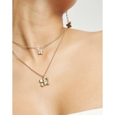 UNOde50 UNOde50 Ketting | Vergulde dubbele Ketting met Vlinders | COL2057ORO