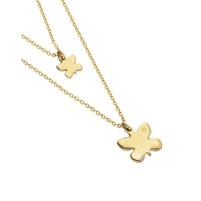 UNOde50 UNOde50 Ketting | Vergulde dubbele Ketting met Vlinders | COL2057ORO