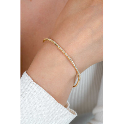 ZINZI ZINZI Armband | Vergulde tennis armband 2,1mm breed met rijzetting witte zirconia's | ZIA2892