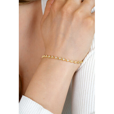 ZINZI ZINZI Armband | Vergulde armband met een speelse rij witte zirkonia’s in ronde zetting | ZIA2893Y