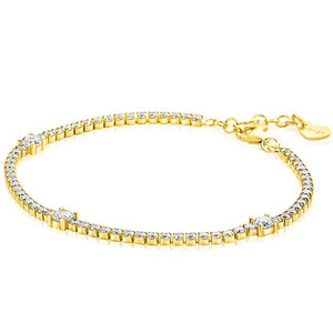 ZINZI ZINZI Armband | Vergulde tennisarmband bezet met witte zirkonia’s in verfijnde rijzetting, afgewisseld met drie grotere witte zirkonia's in chatonzetting | ZIA2894Y
