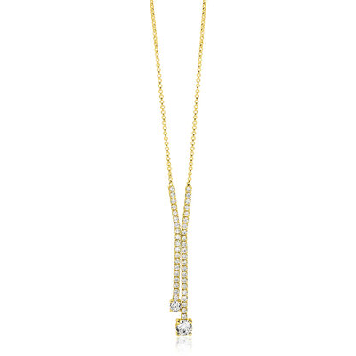 ZINZI ZINZI Ketting | Y-collier met luxe tennislook en witte zirkonia's in rijzetting met twee grotere witte zirkonia's | ZIC2894Y