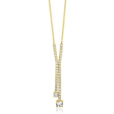 ZINZI ZINZI Ketting | Y-collier met luxe tennislook en witte zirkonia's in rijzetting met twee grotere witte zirkonia's | ZIC2894Y