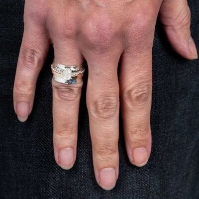 JEH JEWELS JEH JEWELS Ring | Ring zilver + Goldfilled + Maansteen classy | Touch of Gold | 21719