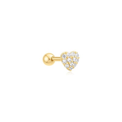 ANIA HAIE ANIA HAIE Single Earrings | Pave Heart Barbell | VERGULD