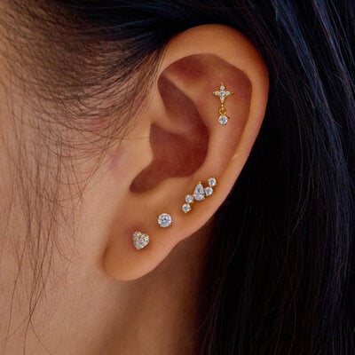ANIA HAIE ANIA HAIE Single Earrings | Pave Heart Barbell | VERGULD