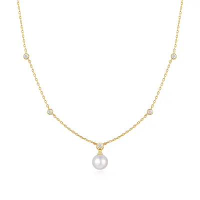 ANIA HAIE ANIA HAIE Necklace | Pearl Station Zirkonia | VERGULD