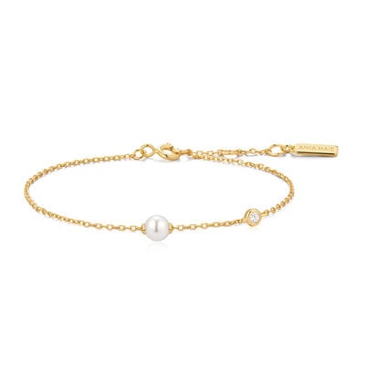 ANIA HAIE ANIA HAIE Armband | Gold Pearl Sprakle Zirkonia | VERGULD