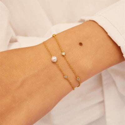 ANIA HAIE ANIA HAIE Armband | Gold Pearl Sprakle Zirkonia | VERGULD