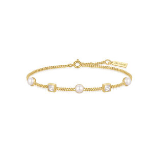 ANIA HAIE ANIA HAIE Armband | Gold Pearl Station Zirkonia | VERGULD