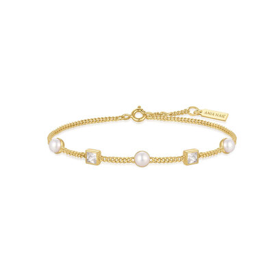 ANIA HAIE ANIA HAIE Armband | Gold Pearl Station Zirkonia | VERGULD