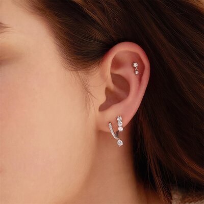ANIA HAIE ANIA HAIE Earrings | Trio Sparkle Hoop Zirkonia | ZILVER