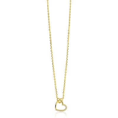 ZINZI ZINZI Ketting | Twee Harten Verbonden | VERGULD | ZIC2874Y