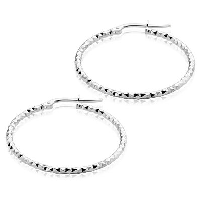 ZINZI ZINZI Oorbellen | Oorringen Gediamanteerd 33mm | ZILVER | ZIO2911