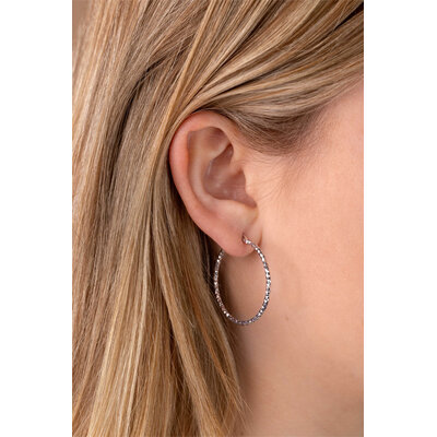 ZINZI ZINZI Oorbellen | Oorringen Gediamanteerd 33mm | ZILVER | ZIO2911