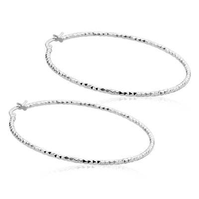 ZINZI ZINZI Oorbellen | Oorringen Gediamanteerd 52mm | ZILVER | ZIO2912