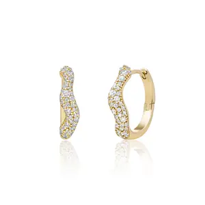 SPARKLING SPARKLING Oorbellen |  Pave Twirl Creolen | CZ | Verguld